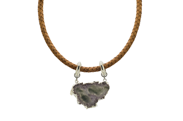 Amethyst Stalactite Leather Necklace